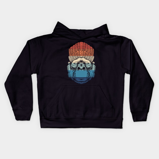 Retro Chill Gorilla Kids Hoodie by Dojaja